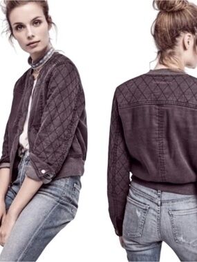 Anthropologie Hei Hei quilted itinerary bomber jacket charcoal grey.